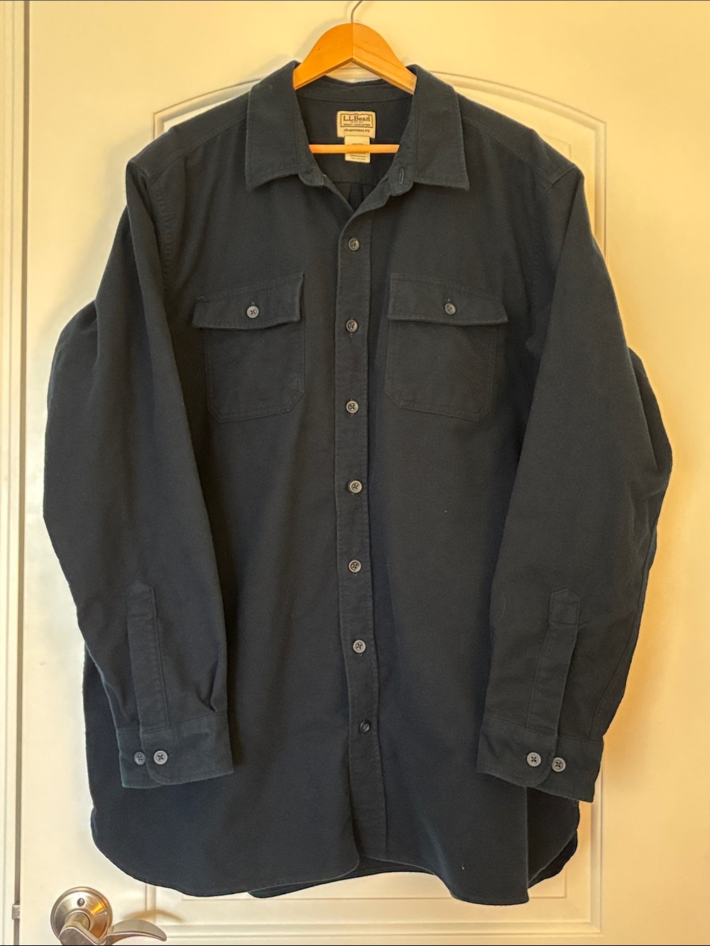 L.L.Bean Chamois Cloth Navy Shirt 100% Cotton Men’s 2XLT 187924 EUC
